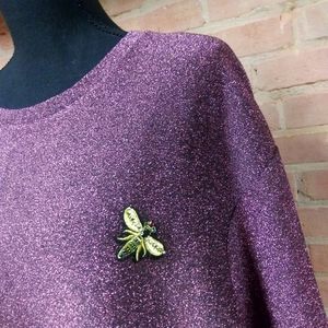 H&M | Oversized Shimmer L/S Shirt Plum